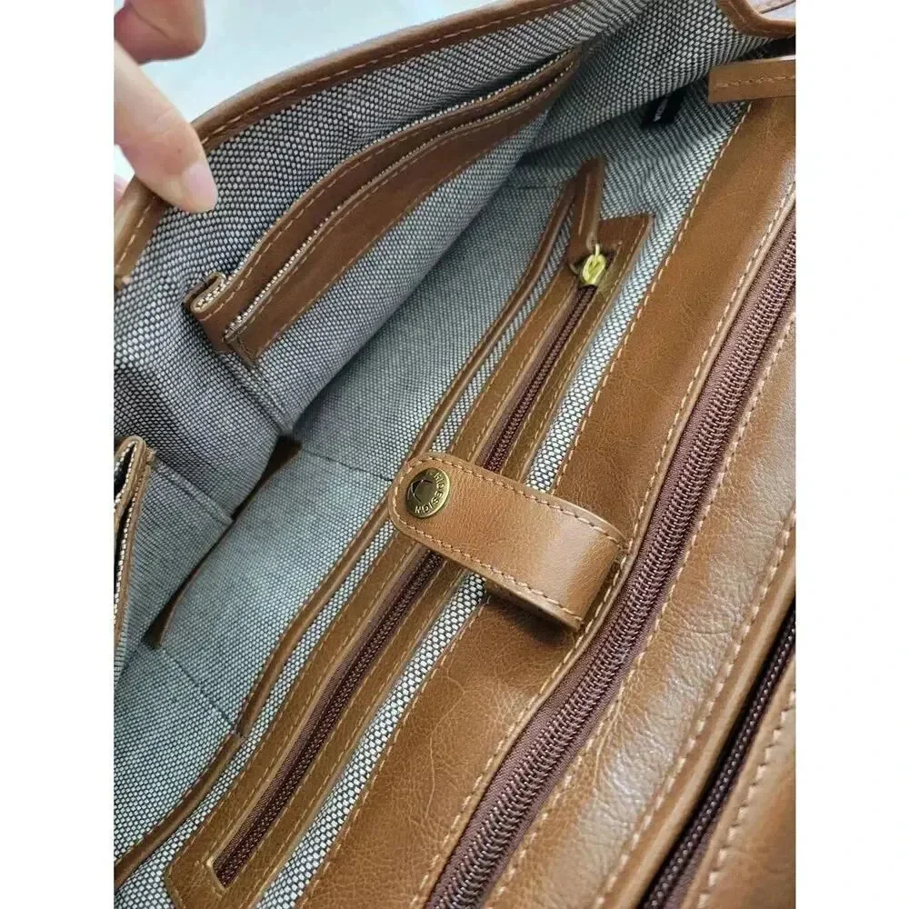 Hidesign By Scully H293 Flap Over Laptop Briefcase Brown NWT